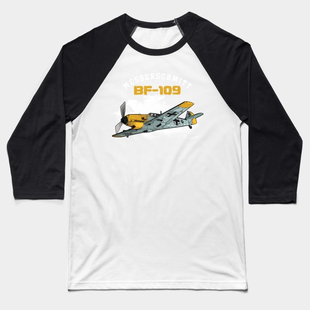 Messerschmitt bf 109 WOP Gift Baseball T-Shirt by woormle